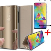 Samsung Galaxy M20 Hoesje + Screenprotector Full-Screen - Spiegel Lederen Book Case - iCall - Goud