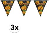 Halloween 3x Pompoenen vlaggenlijnen / slinger - Halloween versiering