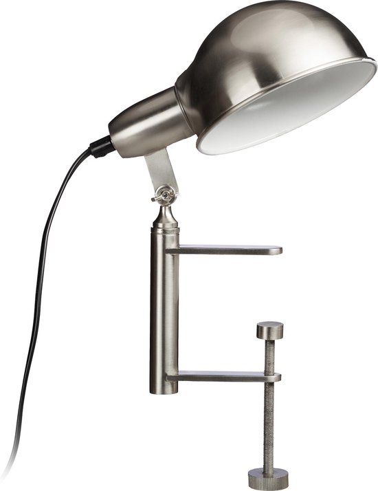 bol.com | relaxdays klemlamp metaal - leeslamp - tafellamp met klem -  bureaulamp industrieel zilver