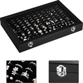 Luxe Sieraden Display Opbergdoos - Oorbellen & Ringen Houder - Juwelen Opbergbox - Zwart