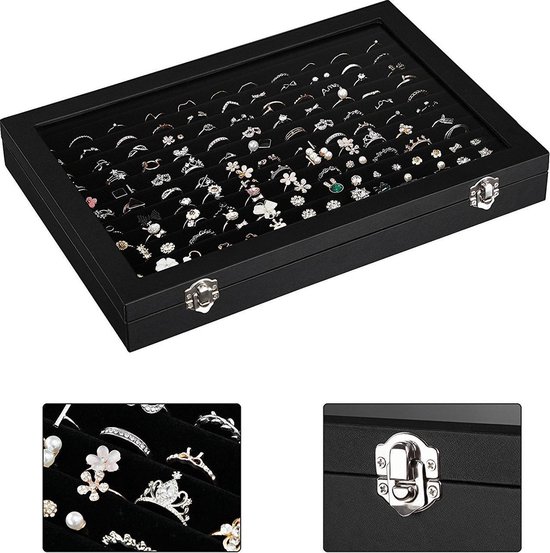 Luxe Sieraden Display Opbergdoos - Oorbellen & Ringen Houder - Juwelen  Opbergbox - Zwart | bol.com