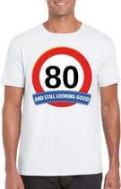 80 jaar and still looking good t-shirt wit - heren - verjaardag shirts S