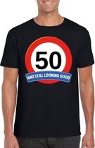 Verkeersbord 50 jaar t-shirt zwart heren XL