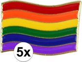 5x Regenboog gay pride kleuren metalen pin/broche/badge 4 cm - Regenboogvlag LHBT accessoires