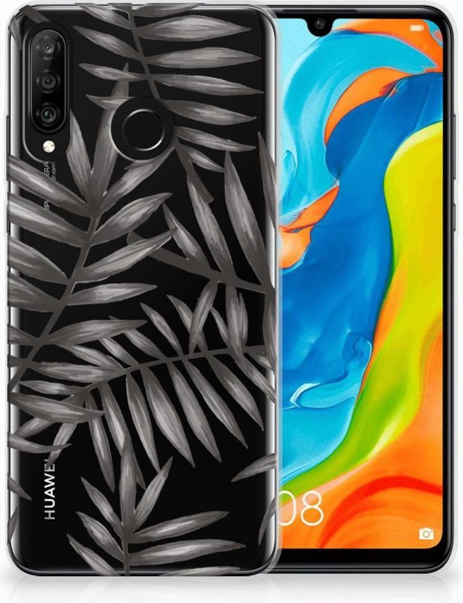 Huawei P30 Lite TPU Case Leaves Grey