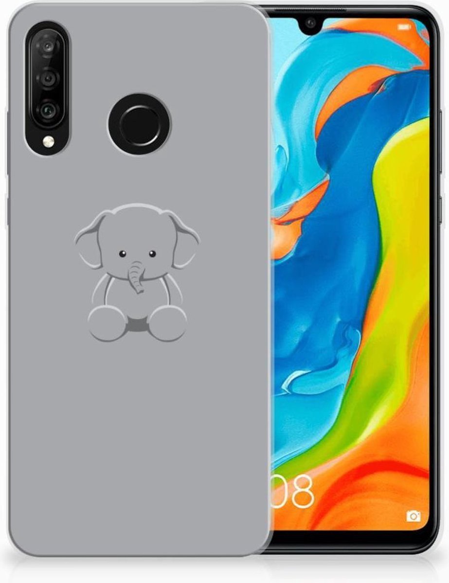 Huawei P30 Lite Telefoonhoesje met Naam Grijs Baby Olifant