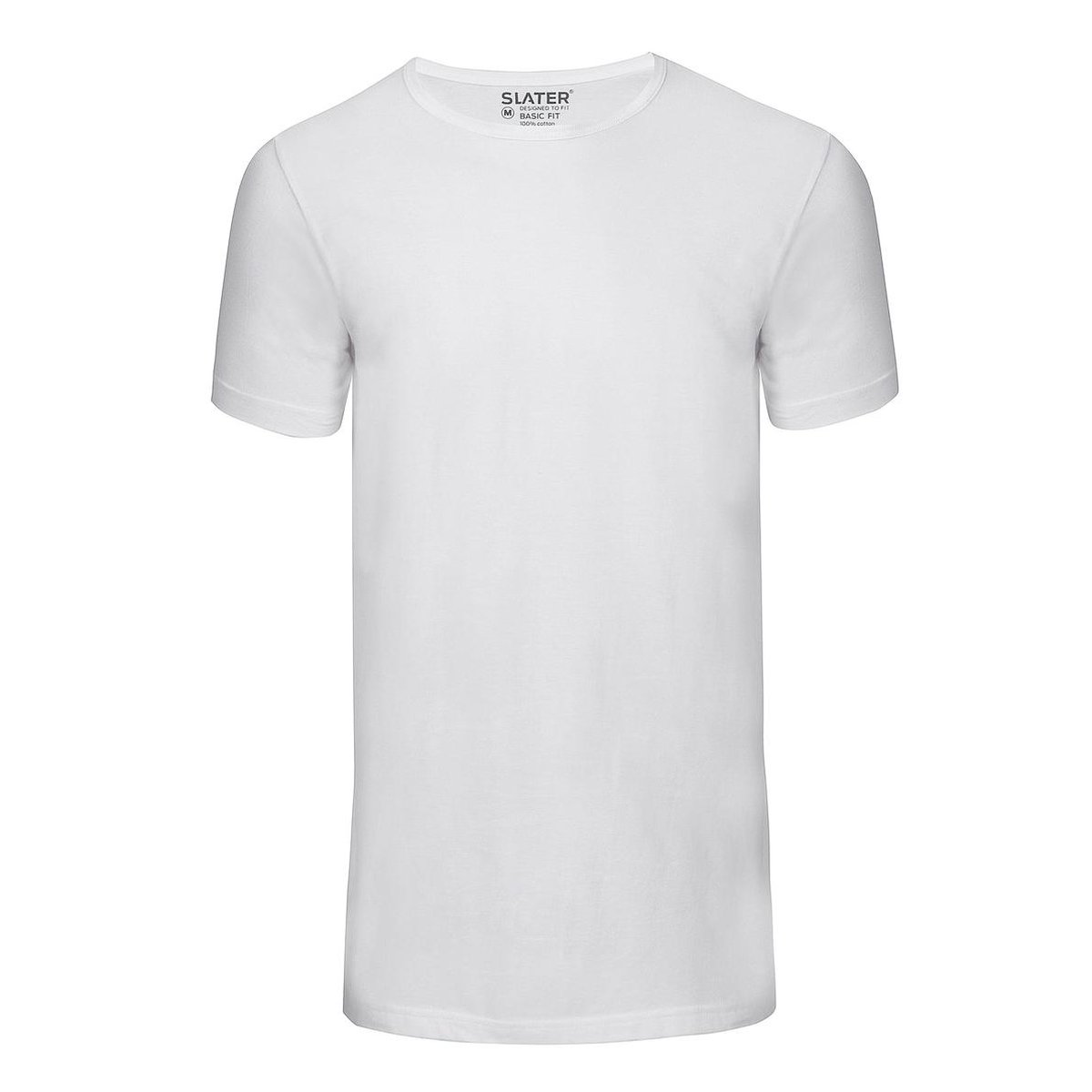 Slater 7500 - BASIC FIT 2-pack T-shirt ronde hals korte mouw wit S 100% katoen