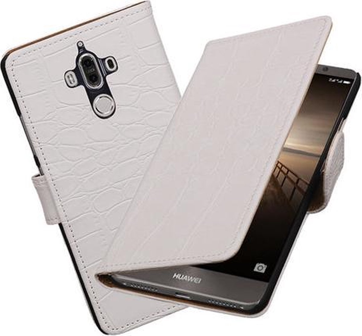 BestCases.nl Huawei P8 Lite 2017 Krokodil booktype hoesje Wit