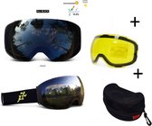 Skibril - EXTRA magnetische lens All black frame Zwart AX type 1 Cat. 0 tot 4 - ☀/☁