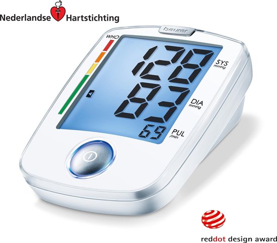 Beurer BM 44 Basic XL Bloeddrukmeter bovenarm - Aanbevolen door de Hartstichting - XL verlicht display - Manchet 22-30 cm - Klinisch gevalideerd - HealthManager Pro app - Onregelmatige hartslag - 5 jaar garantie - Beurer