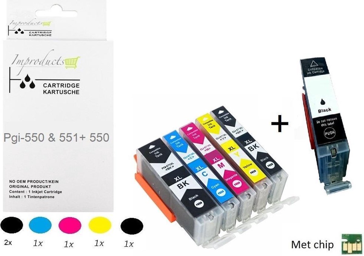 Lot De 9 Cartouches D'encre Compatibles Canon CLI-551 XL - Cyan, Magenta, Jaune - 12 Ml Chacune