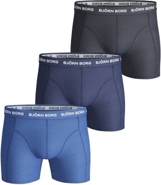 Bjorn Borg Solid Essential Heren Boxershort-3P-Blauw-Maat XL