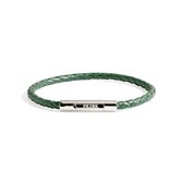 PRINS. Armband PB0022-GRE-19.5 - Heren - Groen Gevlochten Leer (4mm), RVS Slot - 19,5 cm