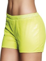 4 stuks: Hotpants Pailletten neon geel - Medium