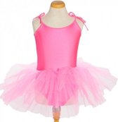Balletpakje fel roze + tutu ballet verkleed jurk meisje, maat 12 - 122/128