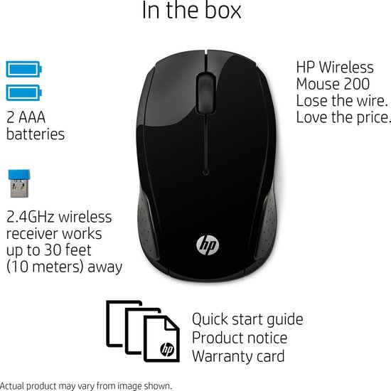 HP 200 - Draadloze muis - Zwart - HP