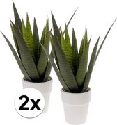 2x Groene kunst Aloe Vera in pot 35 cm - Kunstplanten