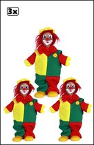 3x Clownspop met pet rood geel groen 20 cm