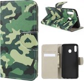 Book Case - Geschikt voor Samsung Galaxy M20 (Power) Hoesje - Camouflage