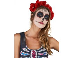 Vegaoo - Rode Dia de los Muertos bloemen haarband