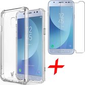 Hoesje voor Samsung Galaxy J5 (2017) Siliconen Hoesje met Versterkte Rand Shock Proof Case + Tempered Glass Screenprotector Transparant iCall