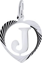 Lucardi Dames Zilveren hanger alfabet in hart facet - Hanger - 925 Zilver - Zilverkleurig