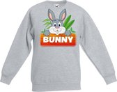 Bunny het konijn sweater grijs voor kinderen - unisex - konijnen trui 12-13 jaar (152/164)
