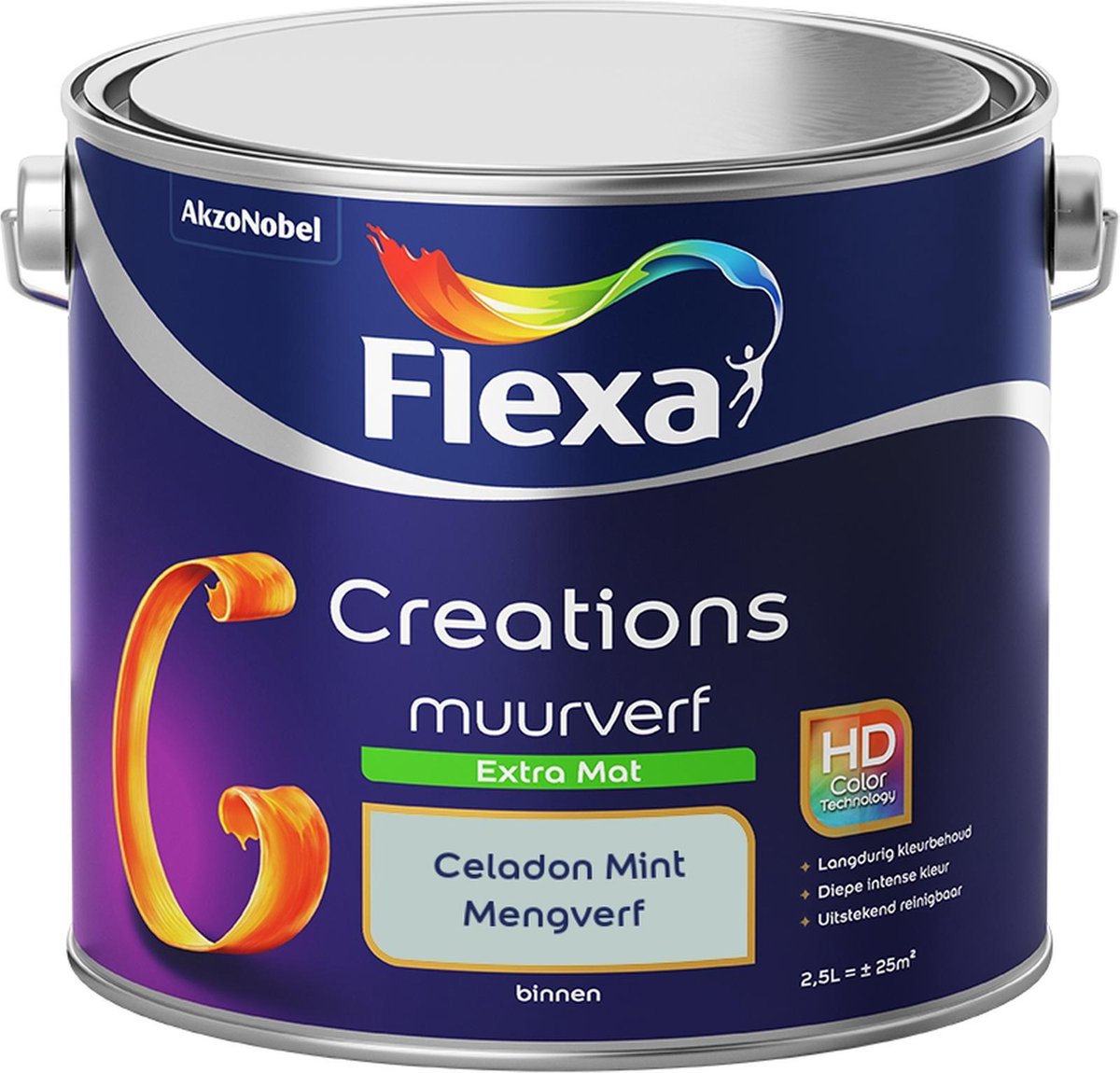 Flexa Creations - Muurverf Extra Mat - Celadon Mint - Mengkleuren Collectie - 2,5 Liter