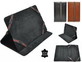 Luxe Cover voor Intenso Tab 1004, Echt lederen Hoes, Multistand Case , Kleur Zwart