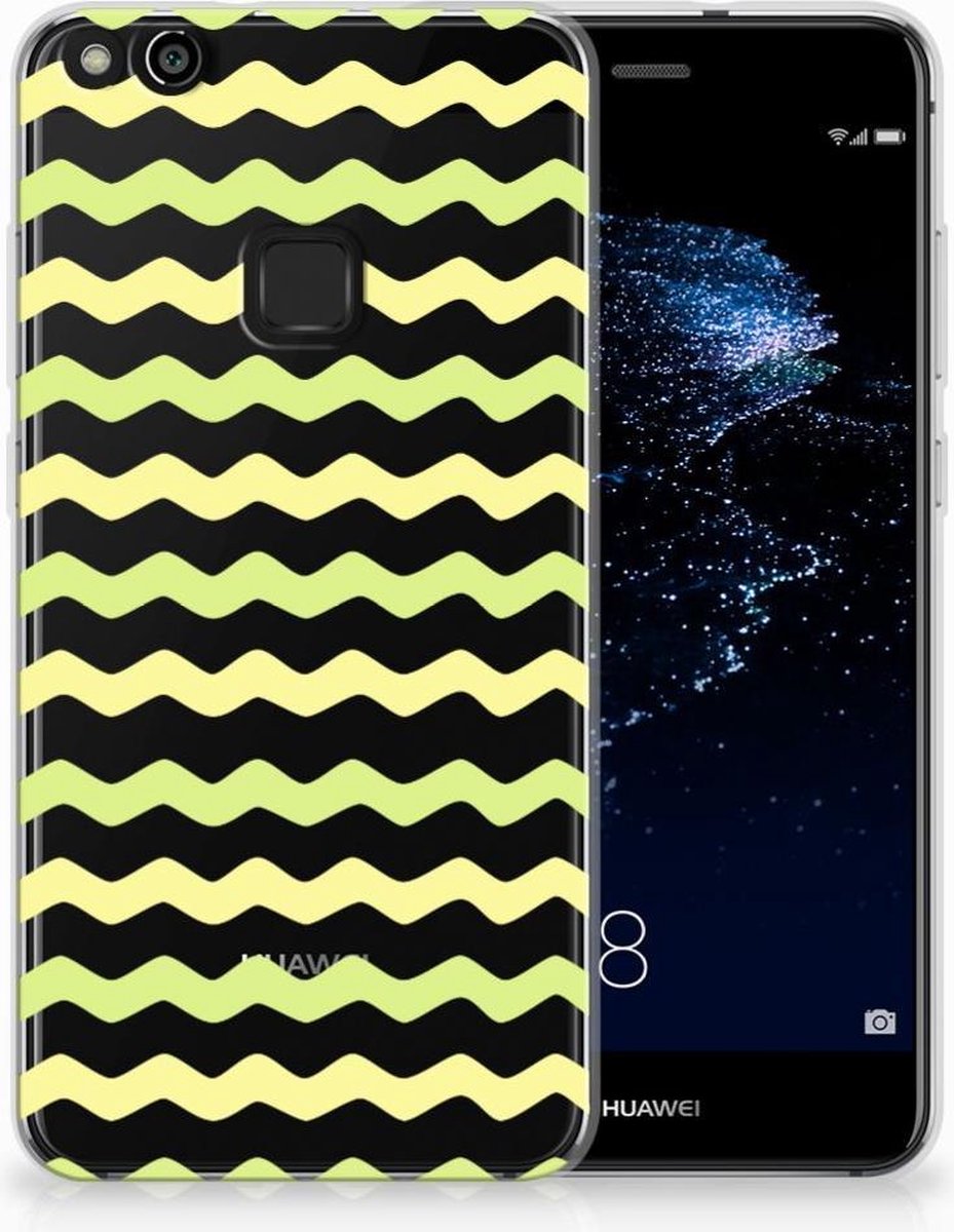 Back Cover voor Huawei P10 Lite TPU bumper Waves Yellow