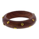 Bruine houten bangle met goud kleurige studs