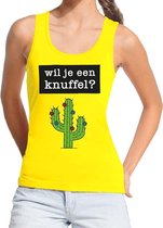 Wil je een Knuffel tekst tanktop / mouwloos shirt geel dames XL