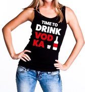 Time to drink Vodka tekst tanktop / mouwloos shirt zwart dames - dames singlet Time to drink Vodka L