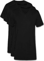 3 stuks V-hals T-shirt - slim-fit - zwart - L