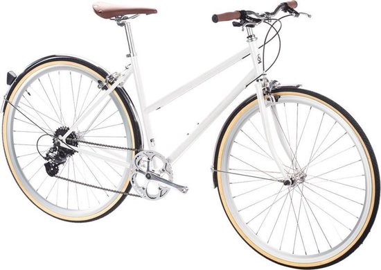 Dames sportieve witte stadsfiets 43 cm met 8 versnellingen | bol.com