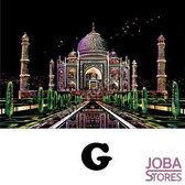 Kras Tekening "JobaStores®" Groot G (41x28cm) - Taj Mahal | Krastekening Paleis India | Krastekeningen pakket | Scratch Art / Painting | Kraskaarten | Krasfolie