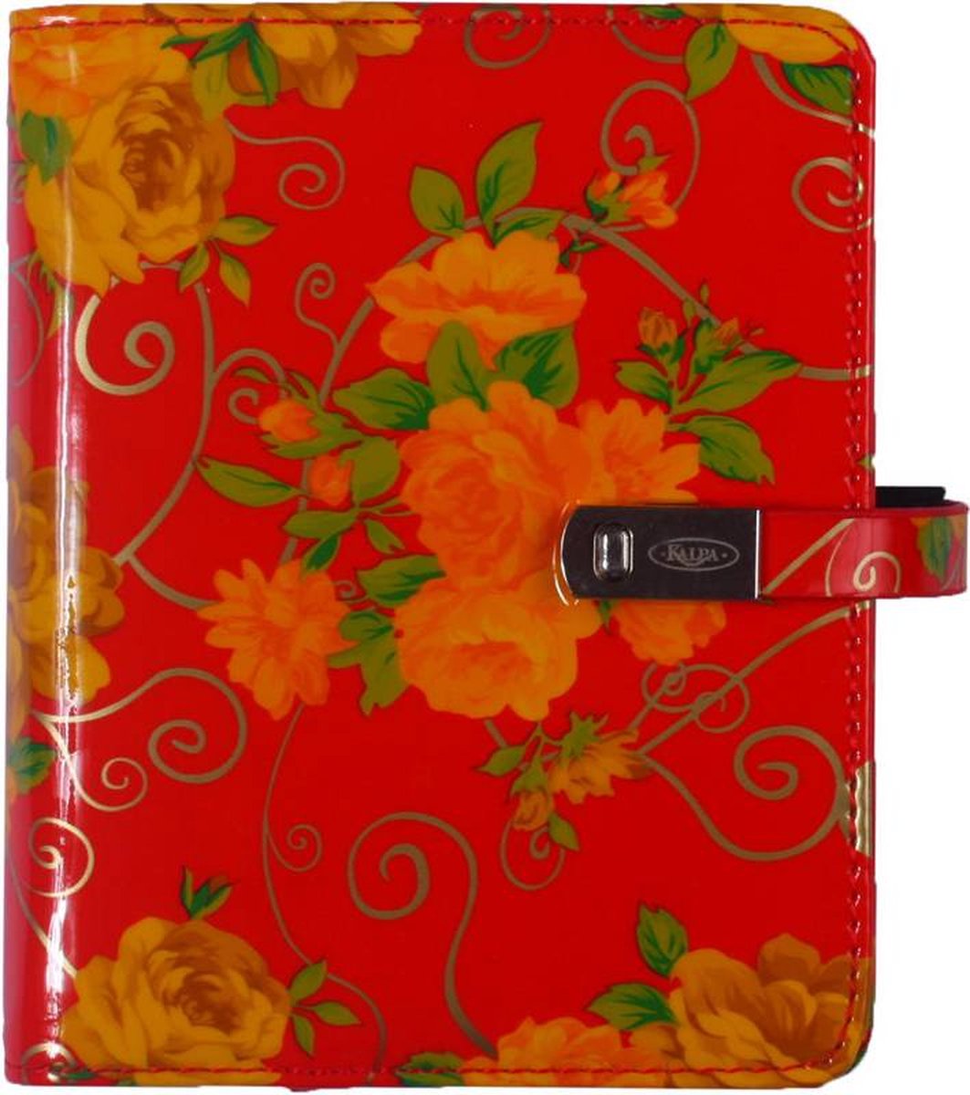 1311-46 Pocket organizer – Romantic Flower, rode rozenprint, kunstleer 1 week per 2 paginas 2026-2027-2028