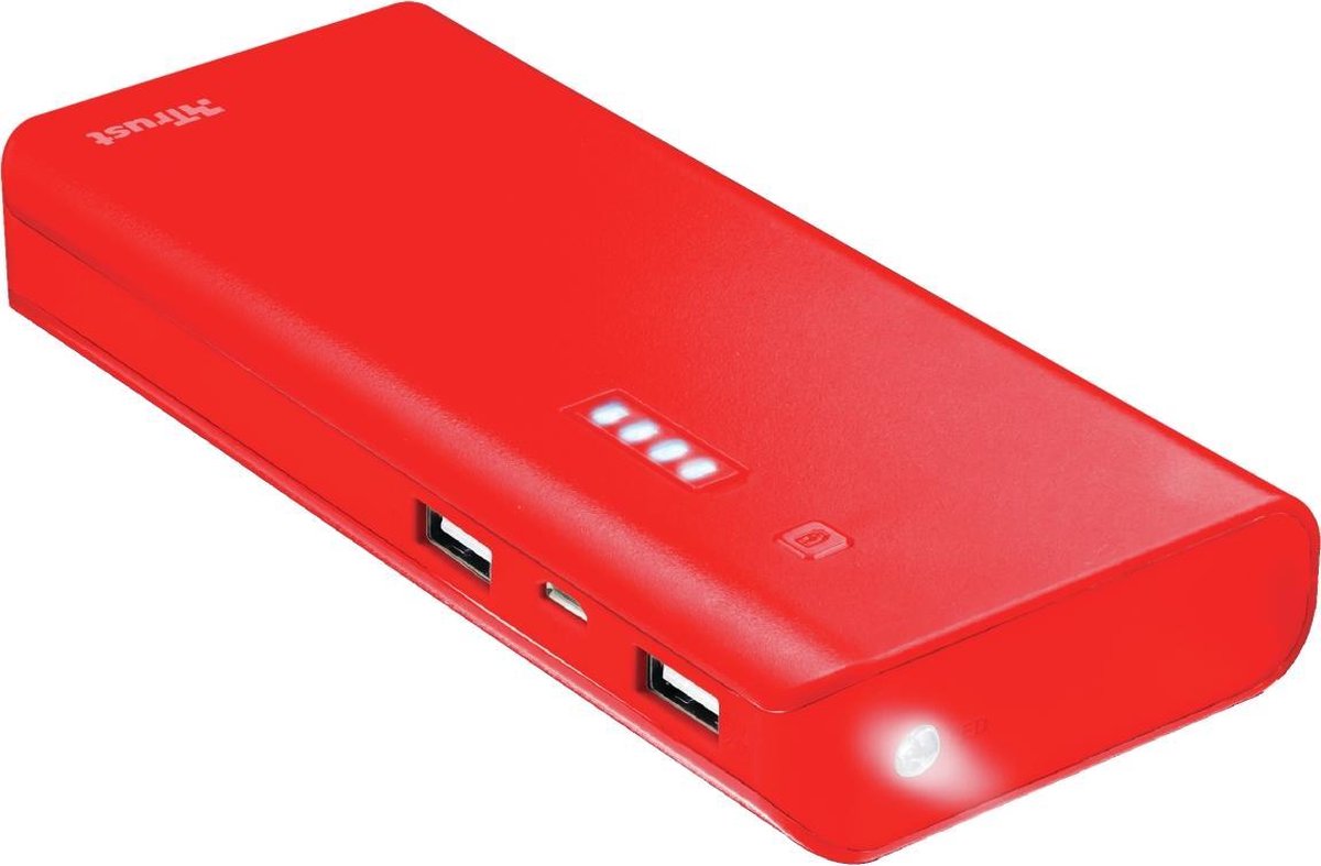 Trust Primo 10.000 mAh powerbank Rood Lithium-Ion (Li-Ion)