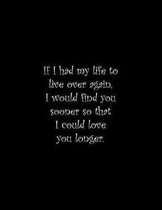 If I had my life to live over again, I would find you sooner so that I could love you longer