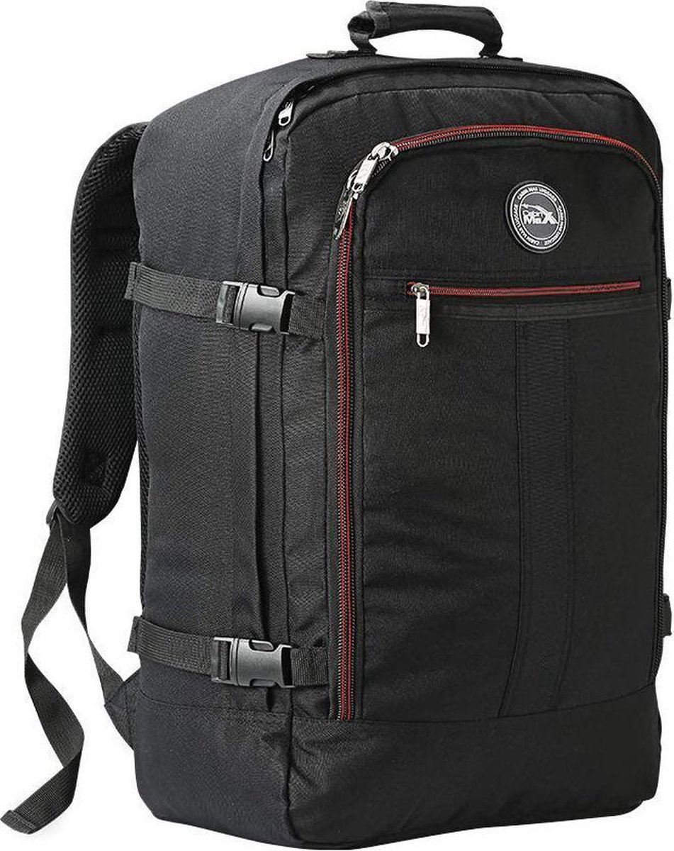 CabinMax Metz Reistas– Handbagage 44L- Rugzak – Schooltas - Backpack 55x40x20cm – Lichtgewicht - Zwart (MZ BK/RD)
