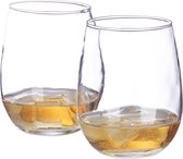 relaxdays Whiskyglazen, set van 2, 400 ml, rond, whiskeyglazen, kristallen whiskyglazen