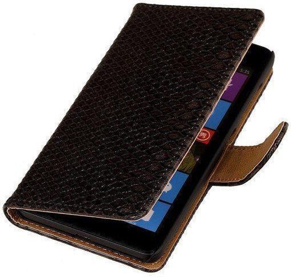 """Slang"" Zwart Microsoft Lumia 535 Stand Bookcase Wallet Cover"