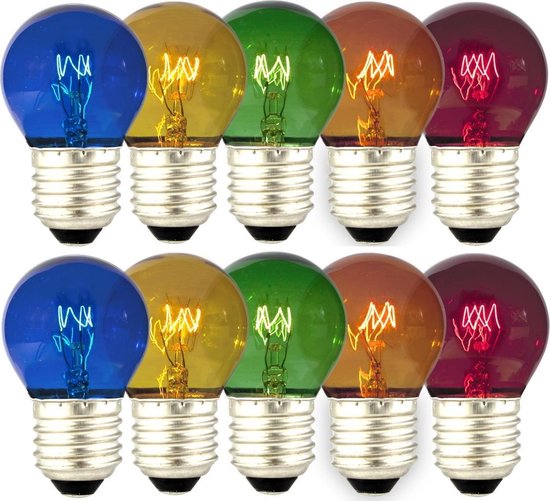 10 stuks - Calex Party Kogellamp gekleurd 15W E27 5 kleuren
