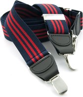 Bretels elastiek | Marineblauw/rood gestreept