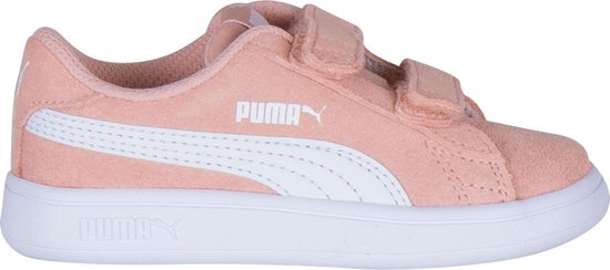 Puma Smash v2 L V Sneakers - Maat 21 - Meisjes - licht roze/wit | bol.com