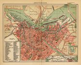 Amsterdam, mooie vergrote reproductie van Amsterdam uit ca 1910, met veel benamingen en inzetkaartjes van het Noordzeekanaal en de Petroleum haven