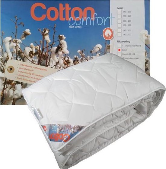 Dekbed Cotton Comfort - Simple - 100% Katoen - Litsjumeaux - 240x200 cm - Wit