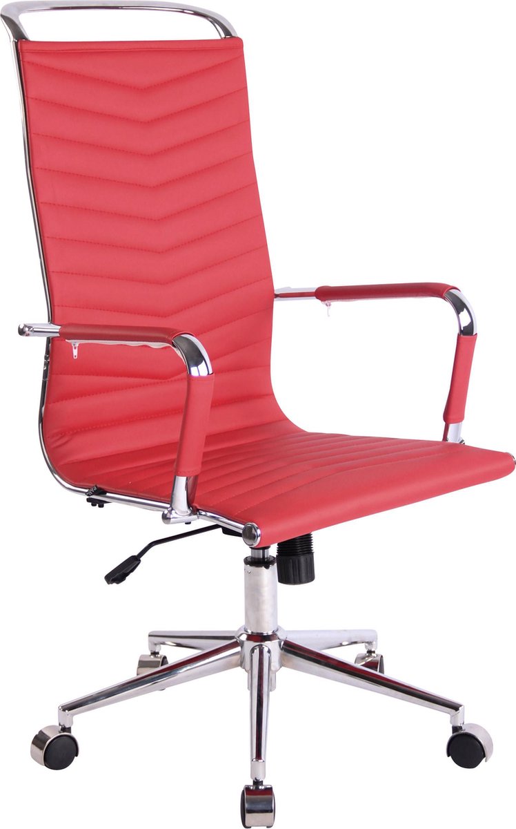 Bureaustoel - Bureaustoelen voor volwassenen - Hoge rugleuning - In hoogte verstelbaar - Kunstleer - Rood - 57x65x120 cm