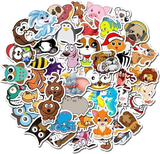 Schattige dieren stickers - pack met 50 stuks - geschikt voor kinderen |
