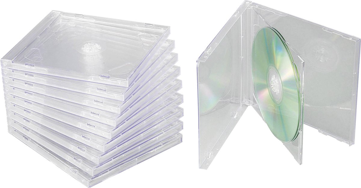 Basetech CD-box 2 CDs/DVDs/Blu-rays Kunststof Transparant 10 stuk(s) BT-1687769